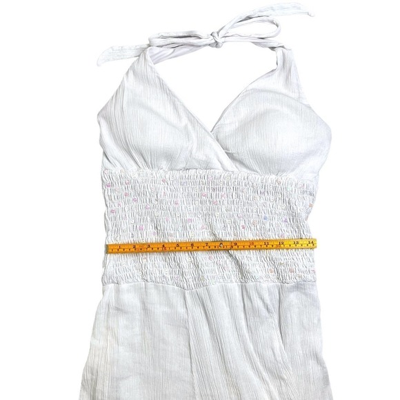 Signature by Sangria White Asymmetrical Halter Neck Sequin Maxi Dress Sz 10 - Picture 11 of 16